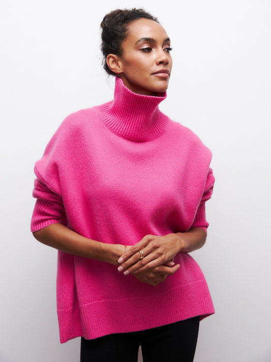 Roze oversized trui met col