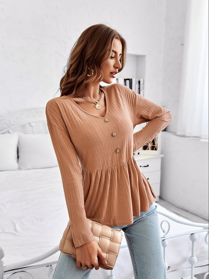 Bruine top met ruche