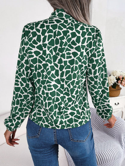 Groen/wit blouse met strik