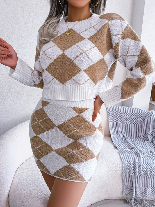 Wit/bruin geruite set