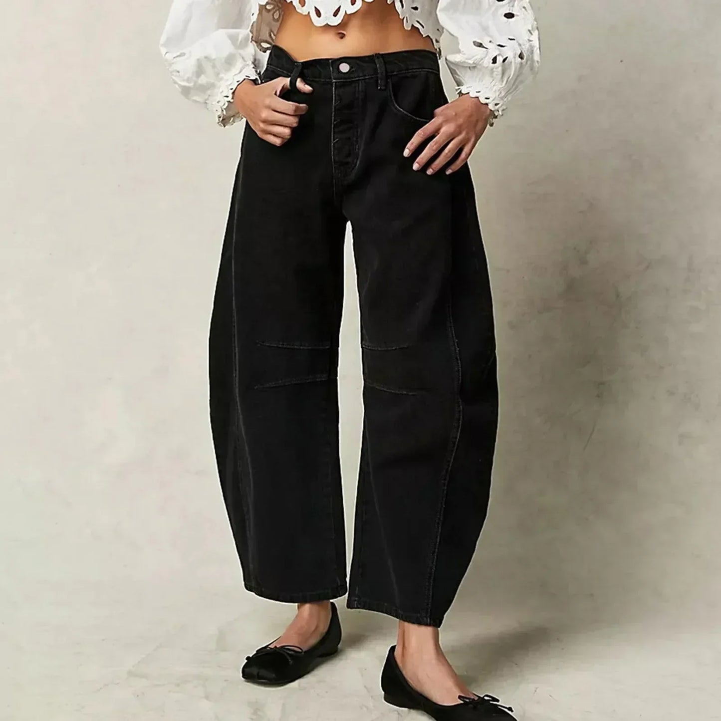 Comfort dames jeans met wijde pijpen