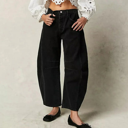 Comfort dames jeans met wijde pijpen