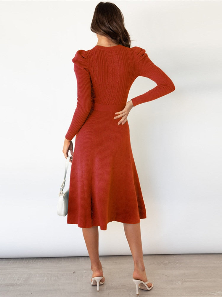 Knitted jurk met lange mouwen