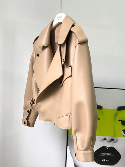 Korte leren trenchcoat