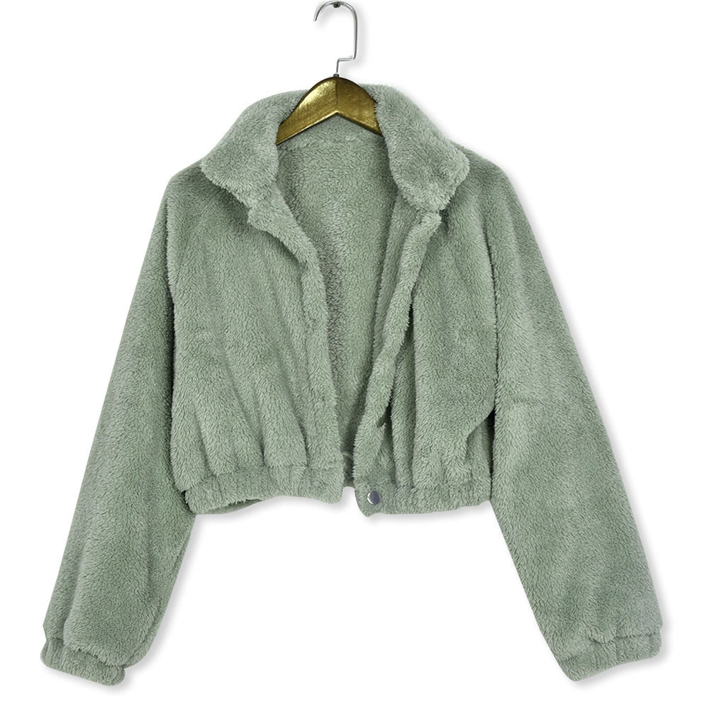 Cropped groene teddyjas