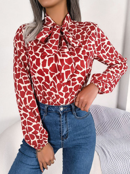 Rood/wit blouse met strik