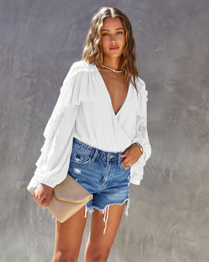 Witte body met ruffles