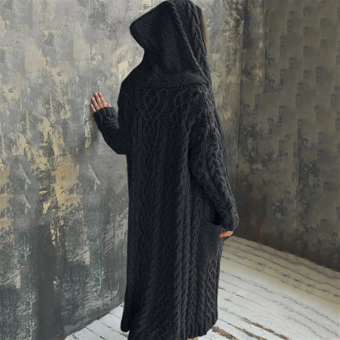 Clara Knitted Cardigan | Trendy oversized gezellig dik gebreid vest met capuchon voor dames