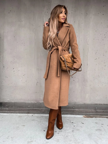 AllSign Jas | Elegante Lange Jas met Ceintuur voor Vrouwen