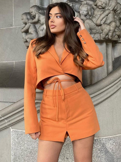 Two piece set cropped blazer