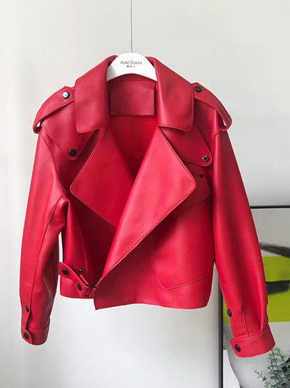 Korte leren trenchcoat