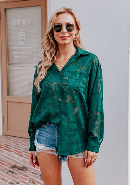 Groene blouse met patroon