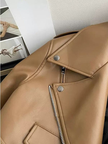 Cropped leren jas