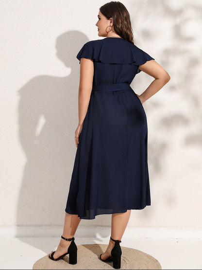 Omslagjurk met ruffles (plus-size)
