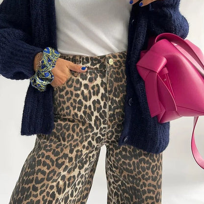 Isabell - Vintage-Jeans met Luipaardprint