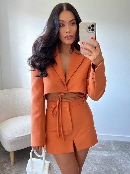 Two piece set cropped blazer