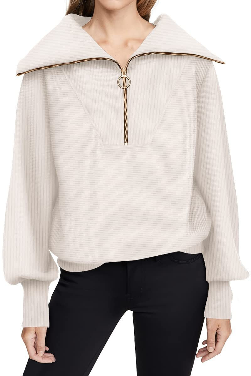 Witte oversized trui met grote kraag