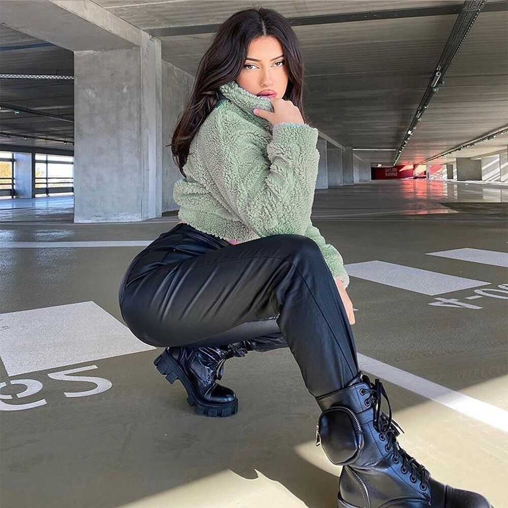 Cropped groene teddyjas