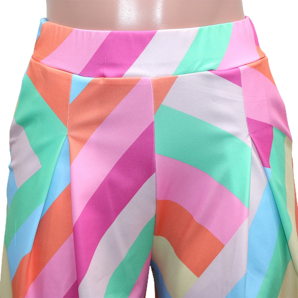 Venessa | kleurrijke wijde broek met geometrisch patroon