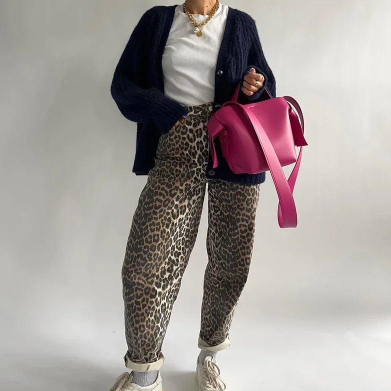 Isabell - Vintage-Jeans met Luipaardprint