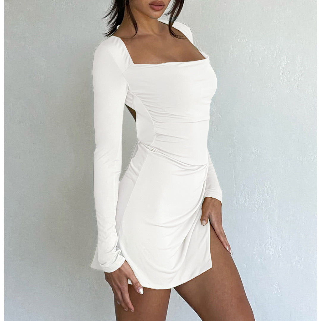 Witte mini-jurk met split