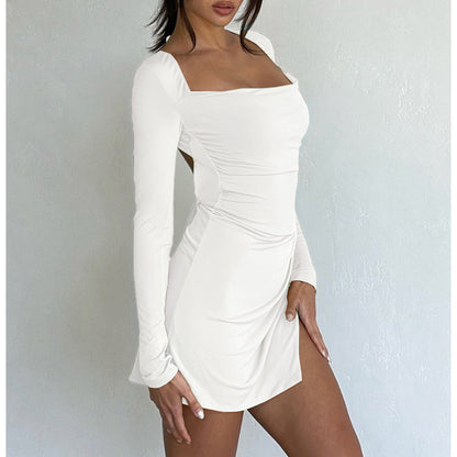 Witte mini-jurk met split