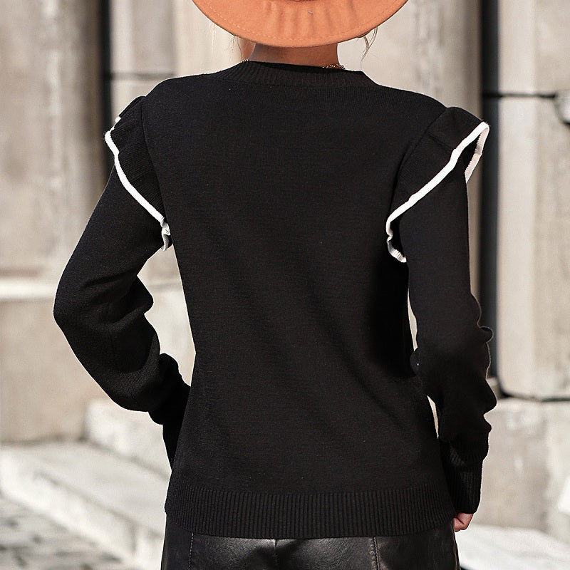 Zwarte trui met ruffles