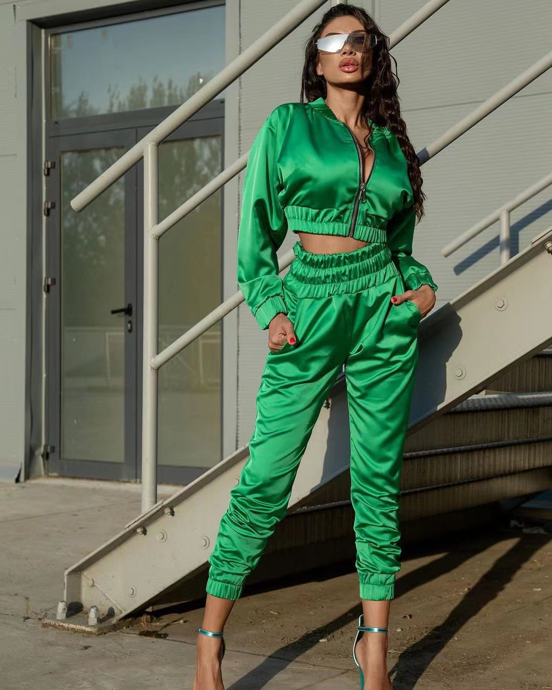 Satijnen tracksuit