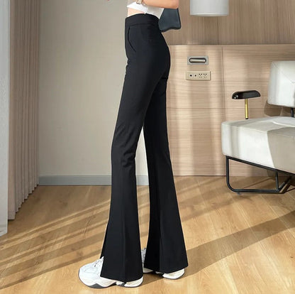 ModeParisienne® Nienna - Zwarte Broek met Split in Grote Maten