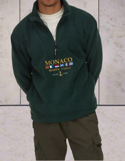 Sam - Halfzip sweater mooi passende zipper voor heren met Monaco print