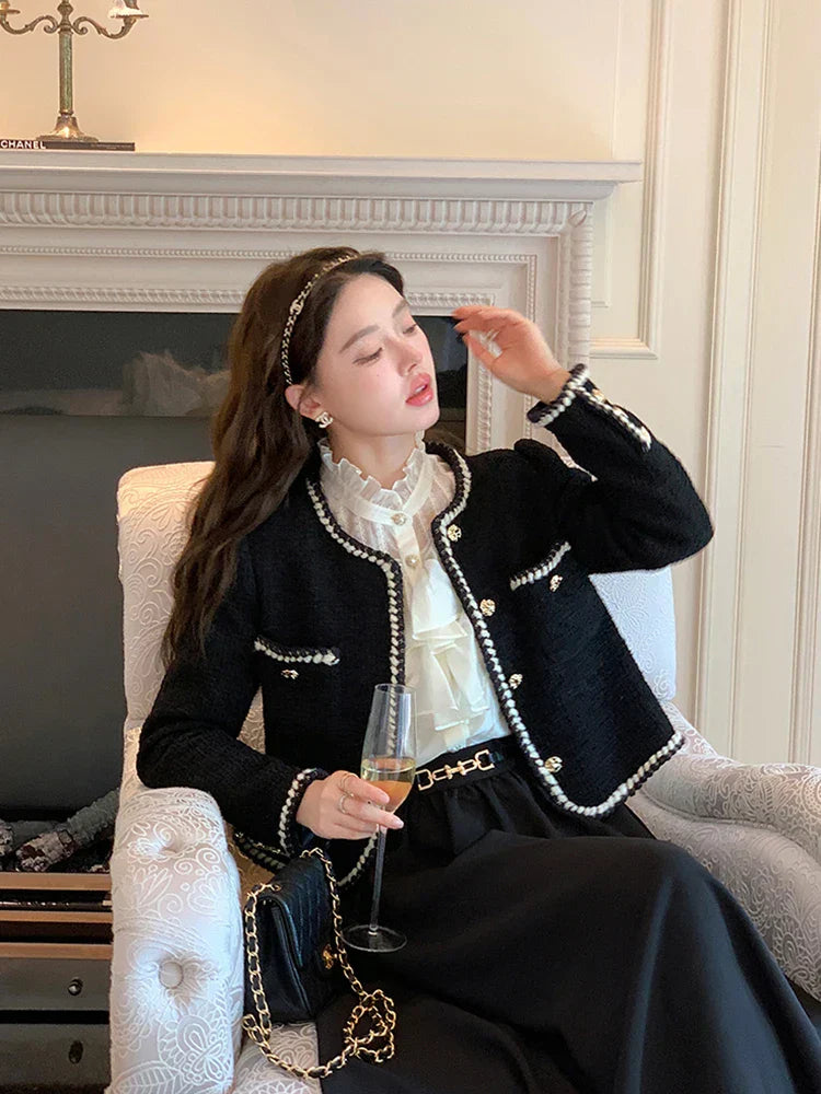 Florene - Tweed blazer - vintage stijl met franjes