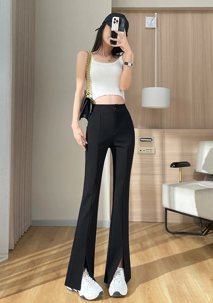 ModeParisienne® Nienna - Zwarte Broek met Split in Grote Maten