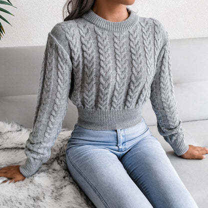 Grijze cropped trui met patroon