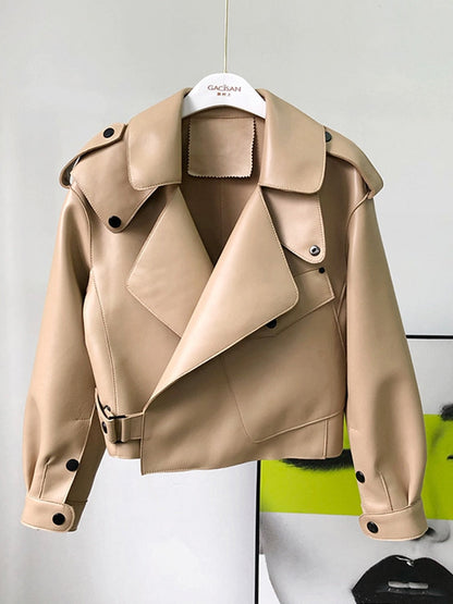 Korte leren trenchcoat