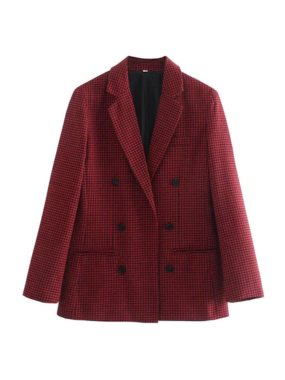 Mylah | Geruite blazer in vintage stijl