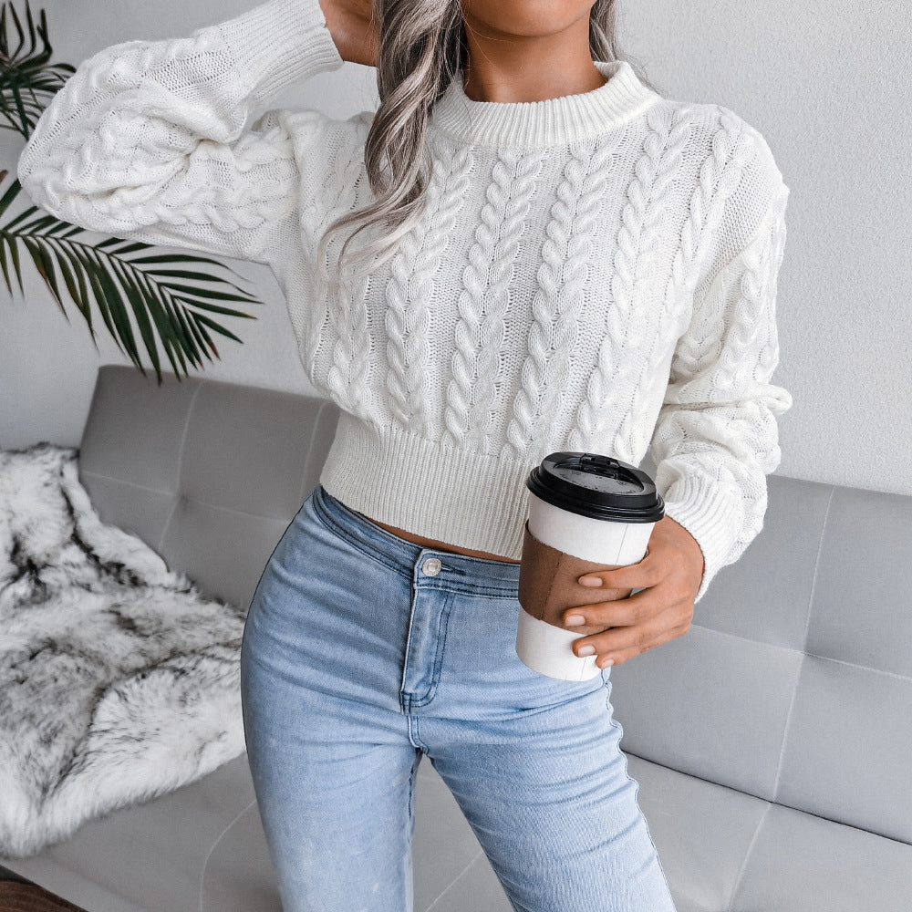 Witte cropped trui met patroon