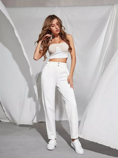 ModeParisienne® Verena - Trendy Rekbare Hoge Taille Jeans voor een Flatterende Silhouette