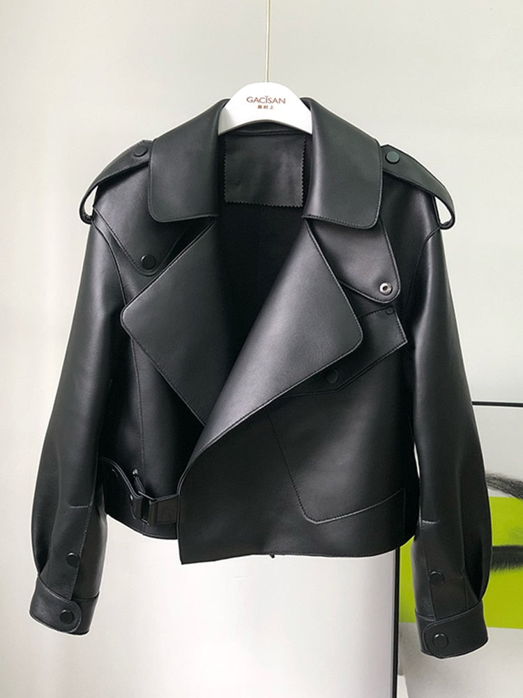 Korte leren trenchcoat