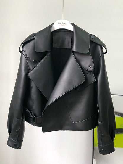 Korte leren trenchcoat