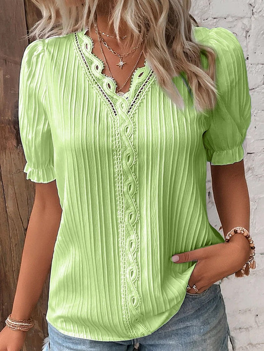 Anna | Kanten blouse met pofmouwen