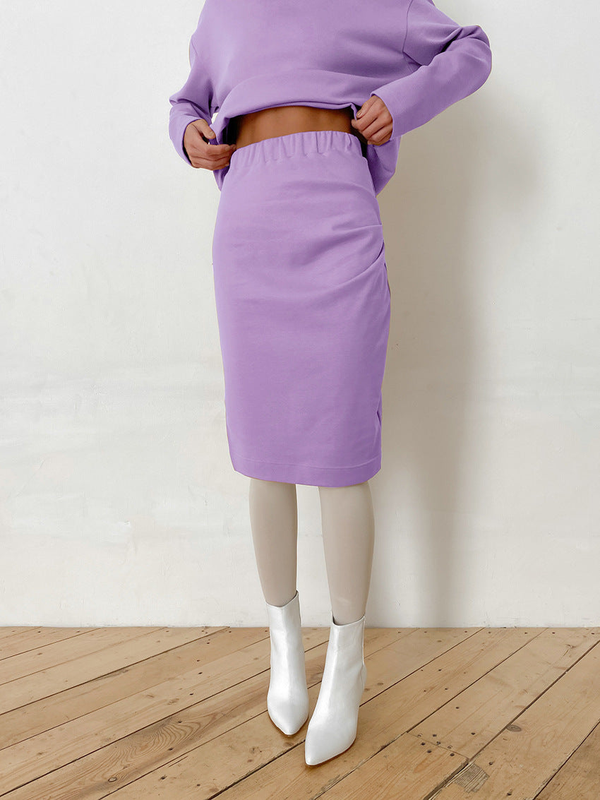 Paarse co-ord set met midi rok