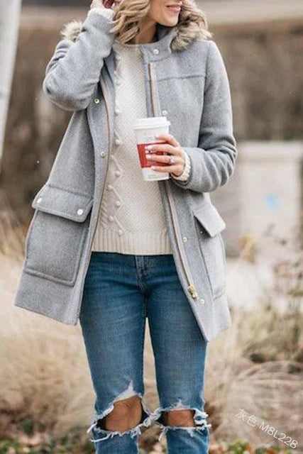 Ren | Wijde wollen jas met omslagkraag