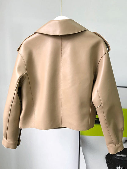 Korte leren trenchcoat