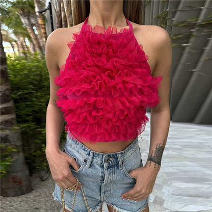 Roze fluffy crop top