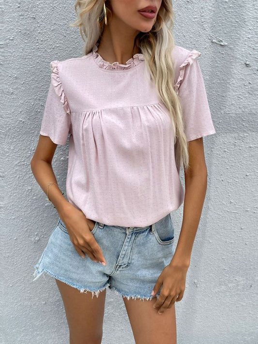 Roze top met korte mouwen