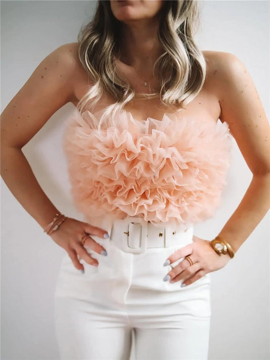 Roze strapless top