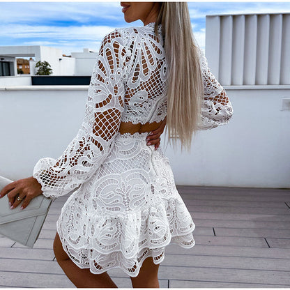 Witte kanten two piece set