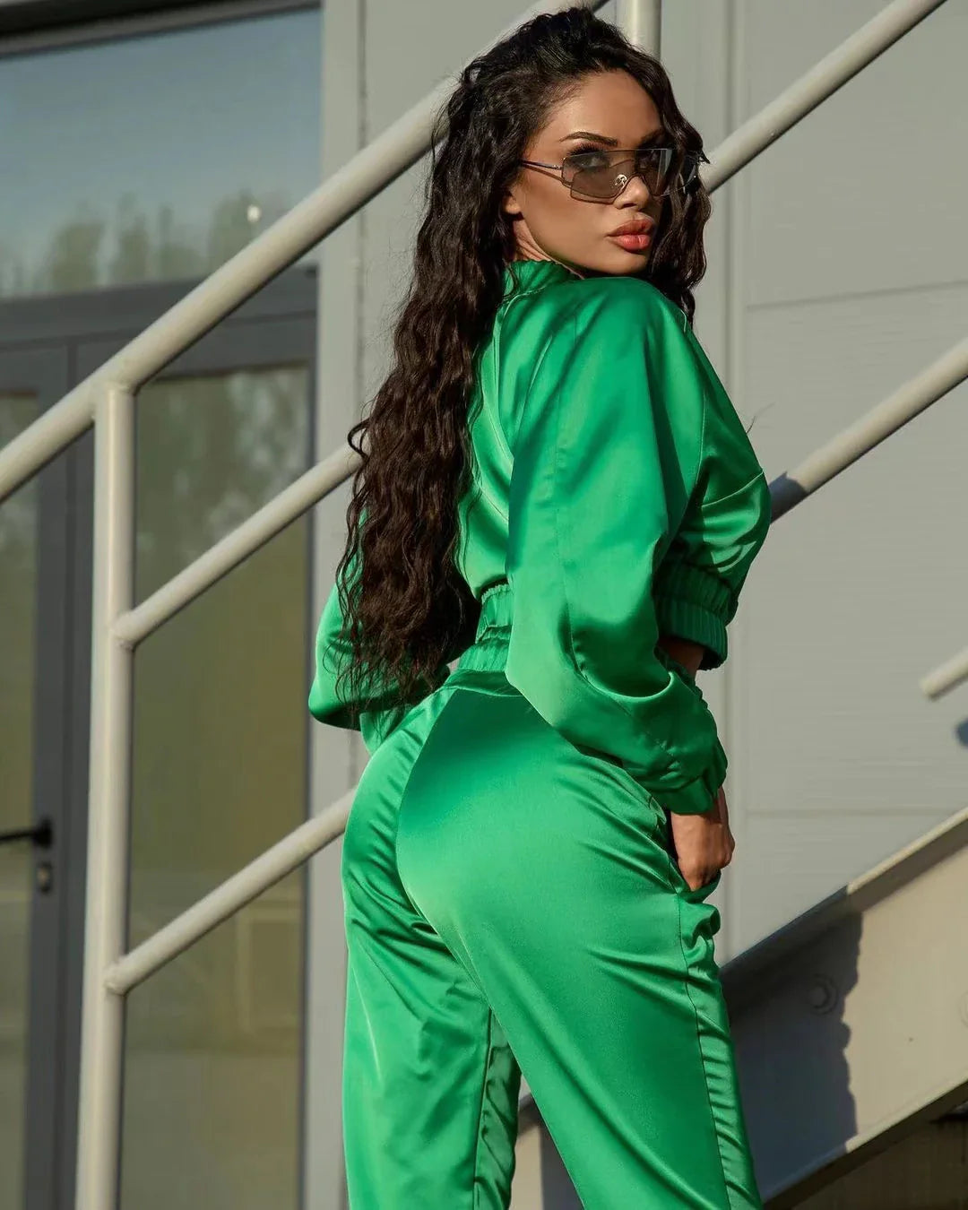 Satijnen tracksuit