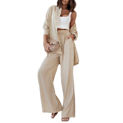 Beige linnenlook two piece set