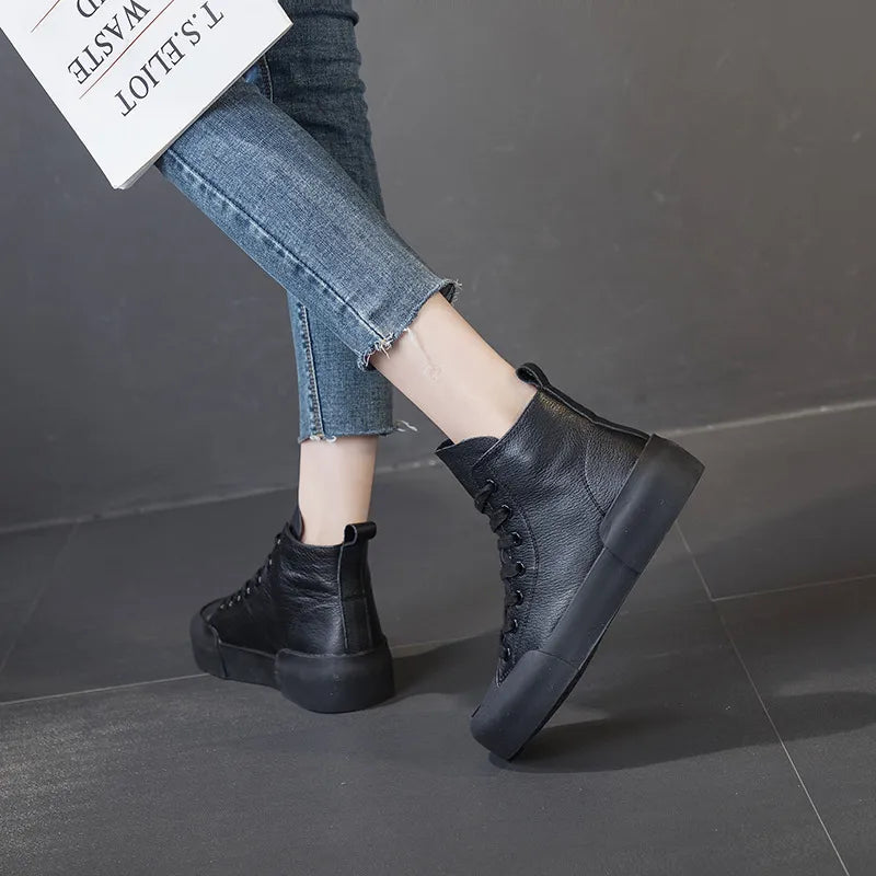 ModeParisienne® Esther - Hoge Sneakers Echt Leer